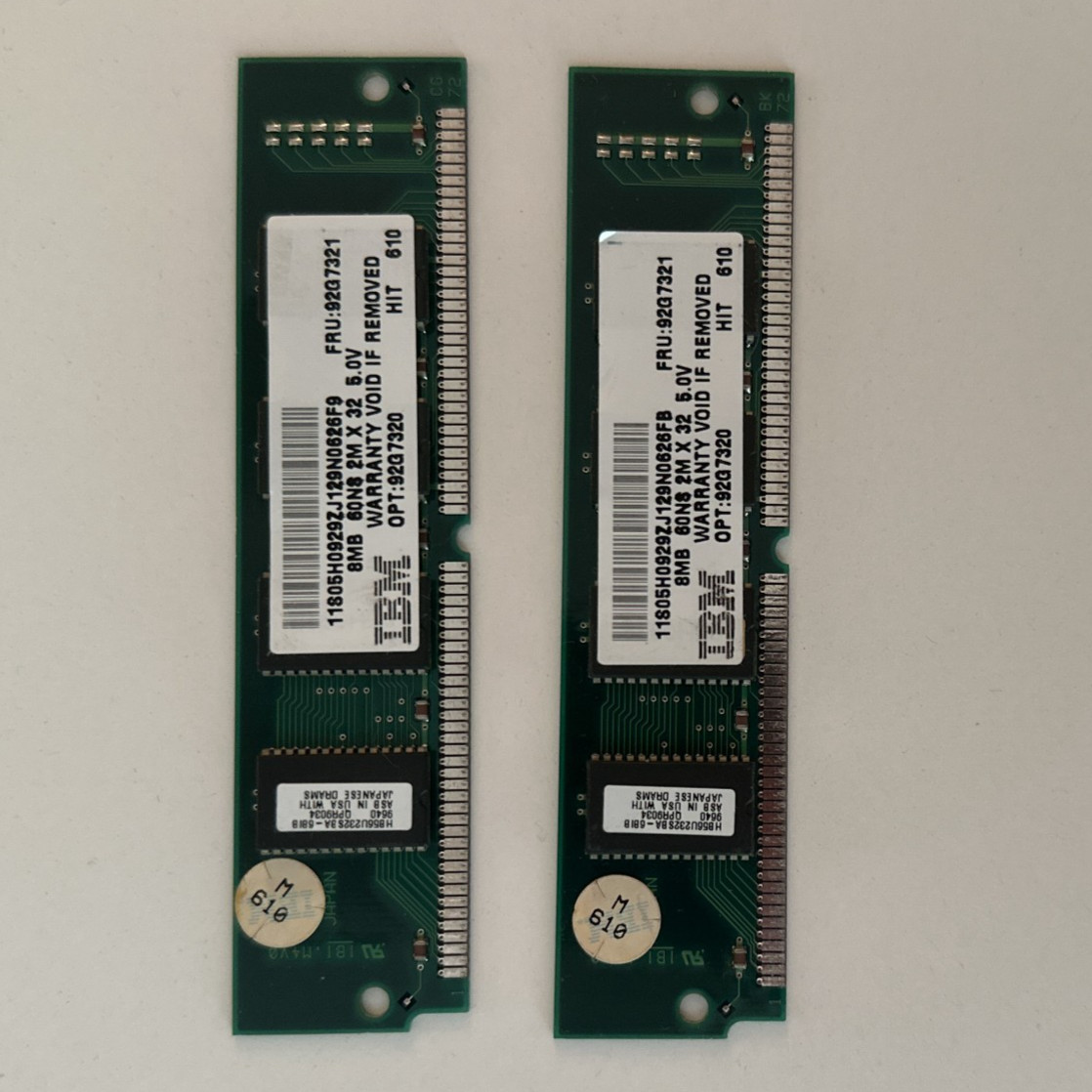 Vintage IBM 16MB RAM Kit (2x 8MB) 72-Pin SIMM 60ns 5V Non-Parity Memory Lot