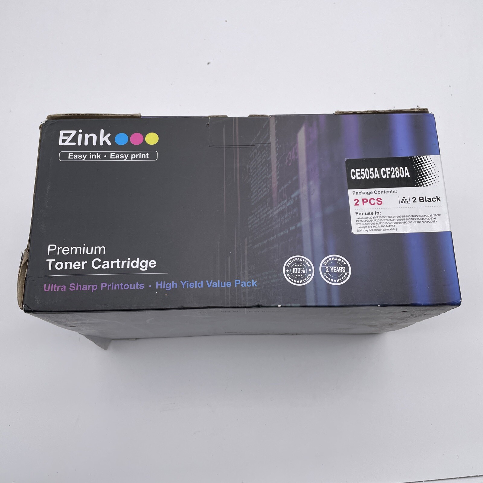 2 x HP 05A compatible toner cartridge CE505A/CF280A BLACK, NEW SEALED EZink S1A