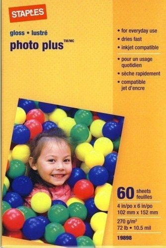 3 PK Staples Photo Plus Glossy Paper 4"X6" 60 sheets Brand  New 180 Sheets Total
