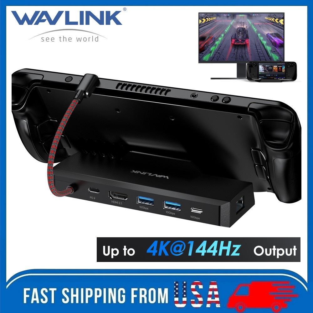 WAVLINK 6-in-1 Docking Station for Steam Deck/ROG 4K@144Hz HDMI 2.1 100W PD 10G