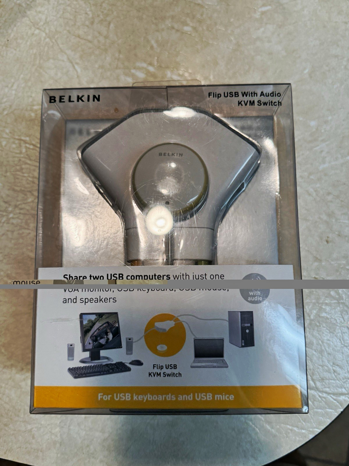 Belkin Flip USB VGA/USB 1:2 KVM Switch Box with Audio, Gray F1DF102U