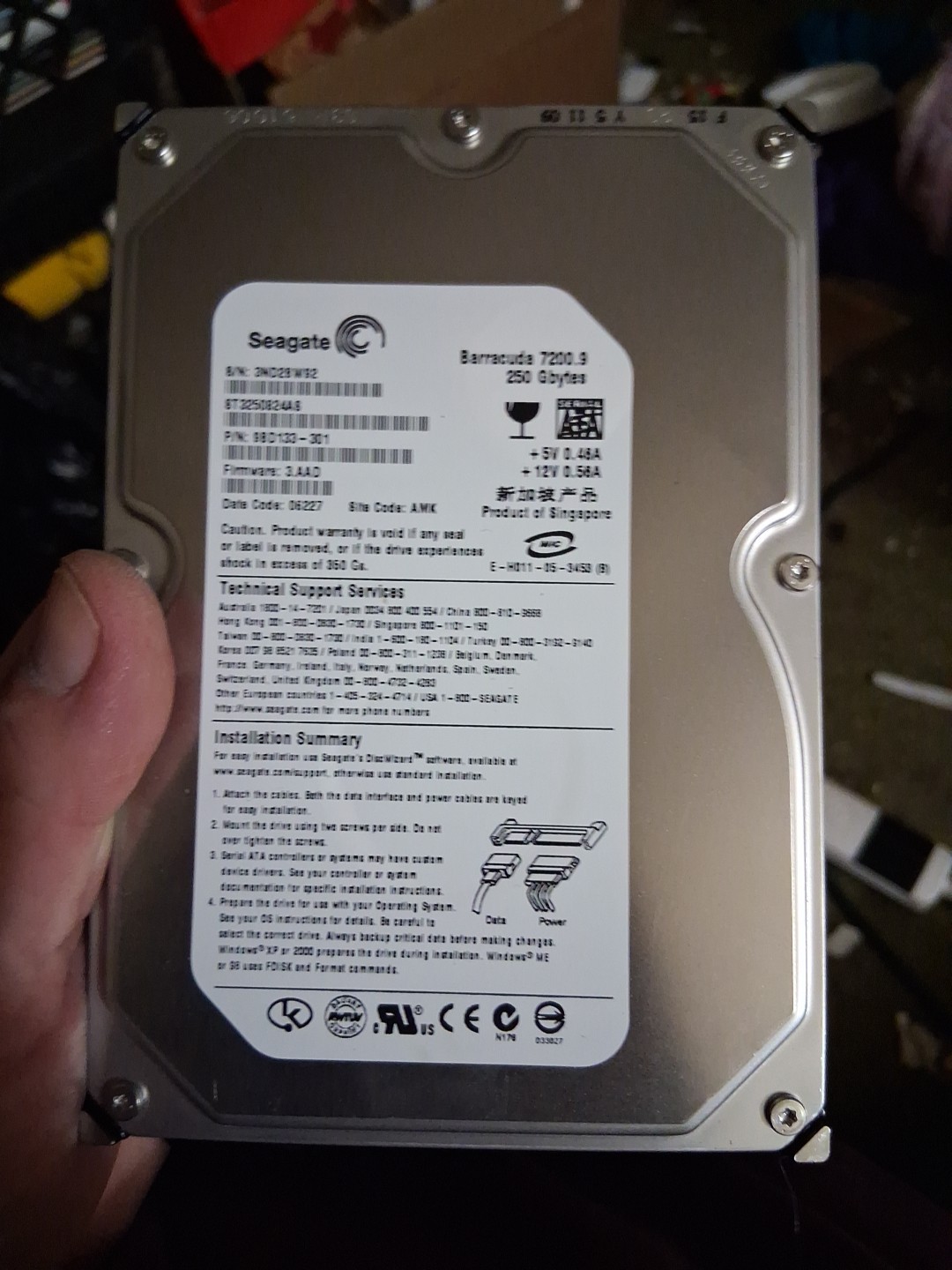 Seagate Barracuda 7200.9 250 GB,Internal,7200 RPM,3.5" (ST3250820AS) Hard Drive