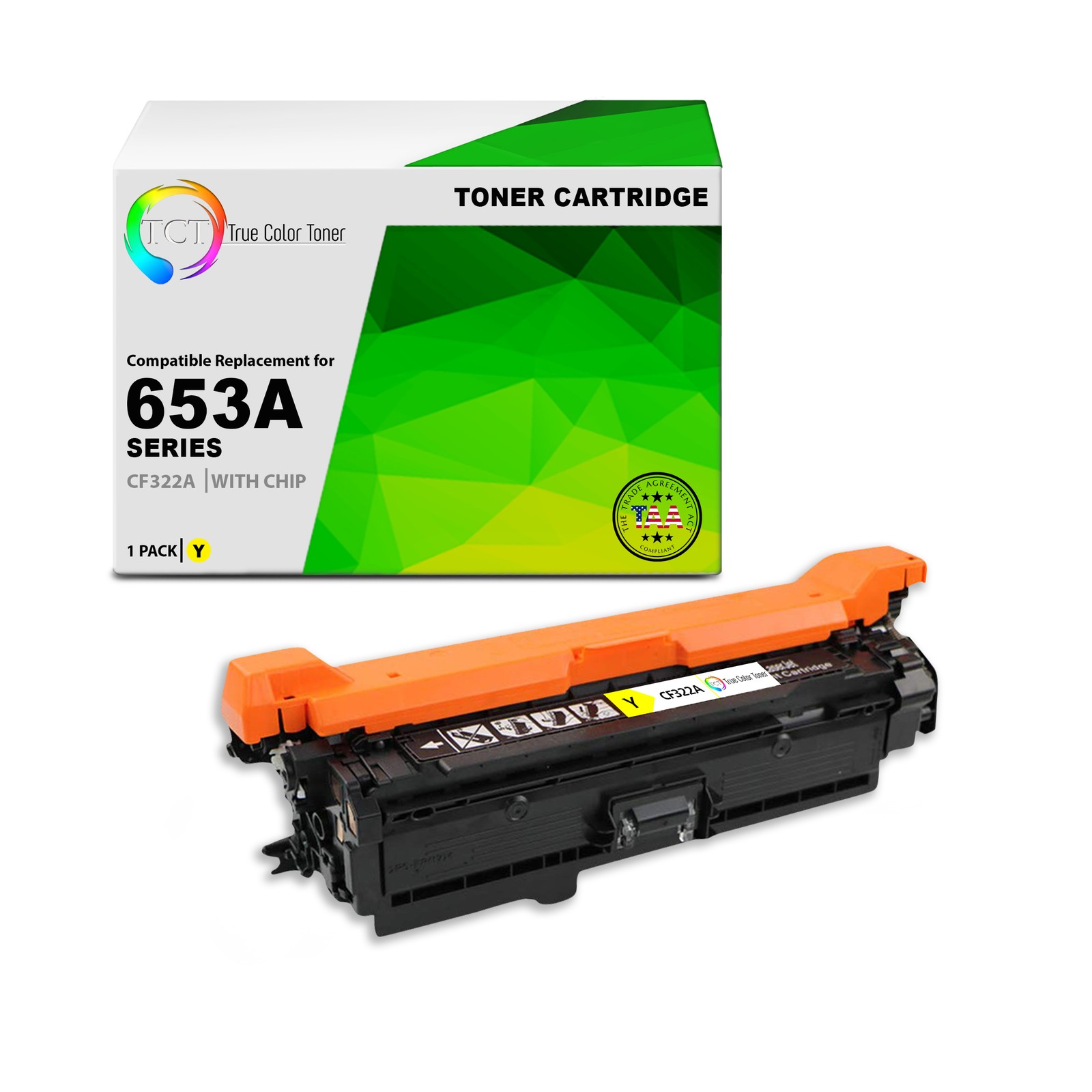 TCT CF322A TAA Compliant Toner Cartridge Replacement for HP CF322A - 653A