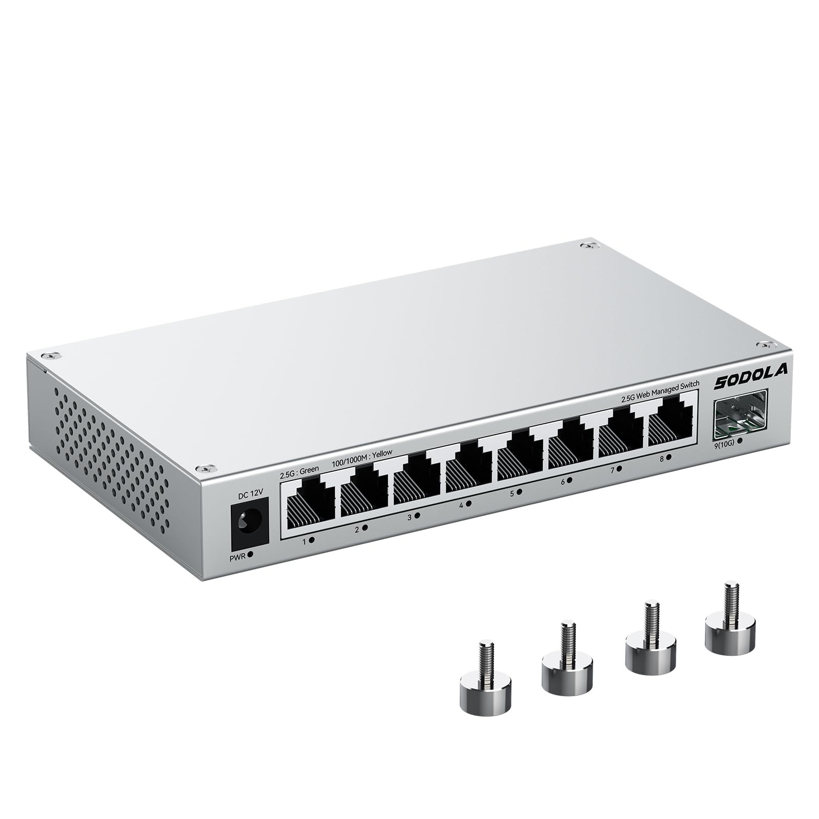 SODOLA 8-Port 2.5Gb Web Managed Switch,8 x 2.5G Base-T&1x 10G SFP+ Aluminum