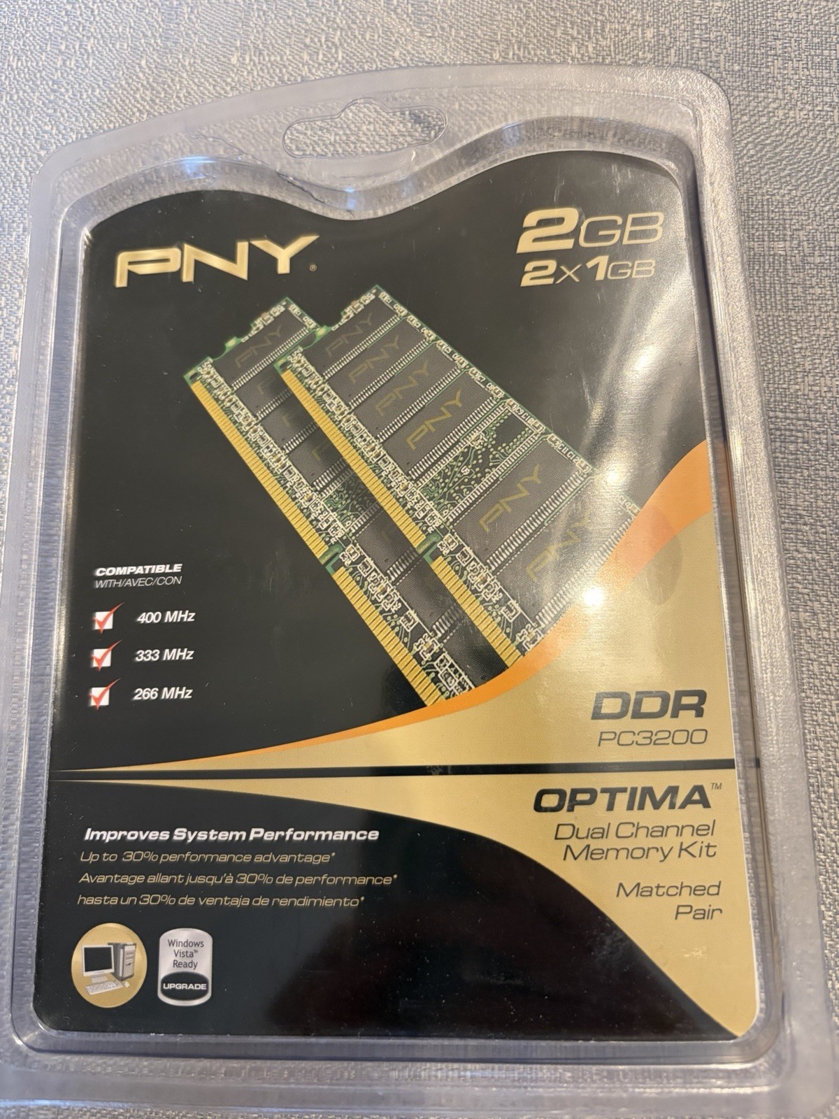 PNY 2 GB Kit (1GB each) DDR PC-3200 OPTIMA DUAL CHANNEL MEMORY KIT