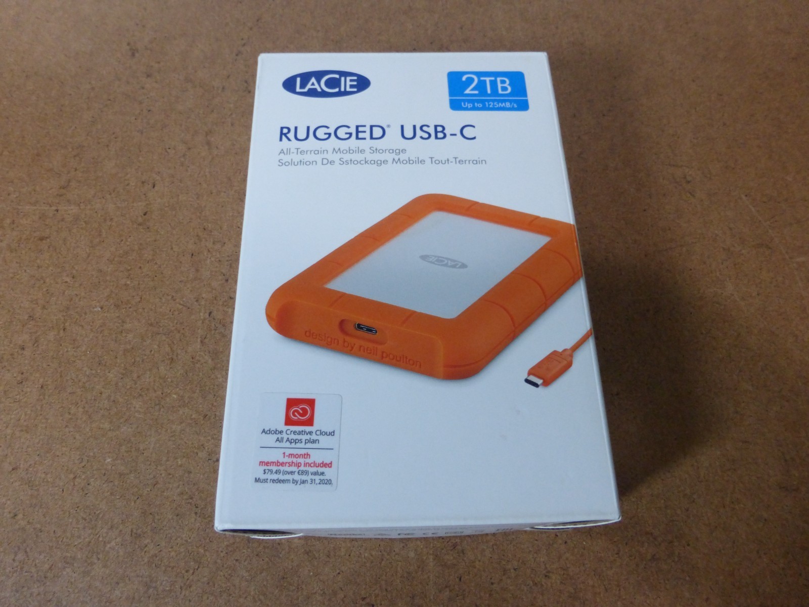 (CIB) LACIE Rugged (2TB) External Hard Drive USB-C All-Terrain Mobile Storage