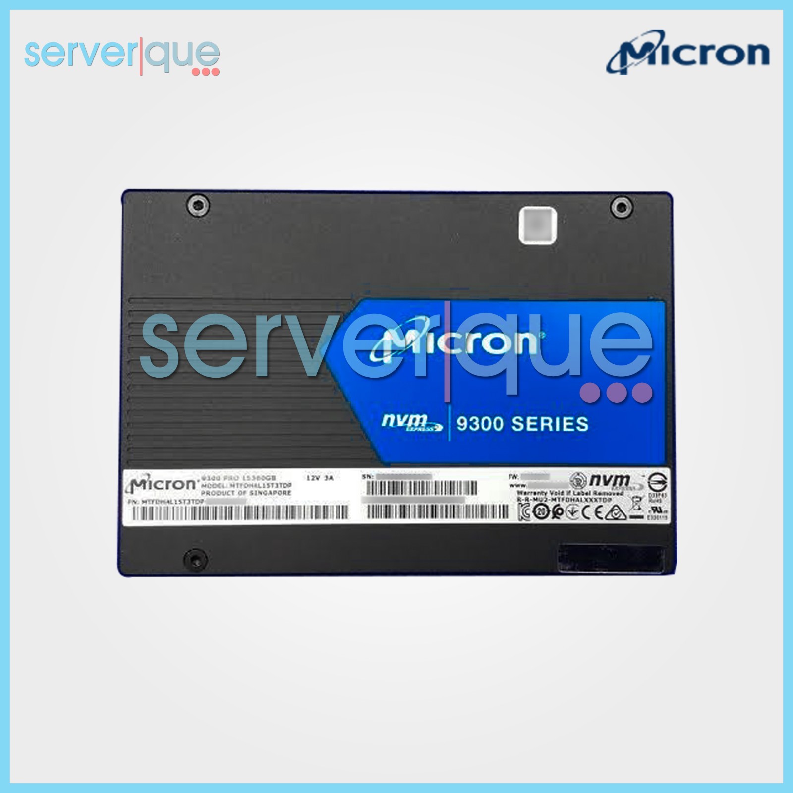 MTFDHAL15T3TDP Micron 9300 PRO 15.36TB U.2 PCI-e 3.0 x4 NVMe 2.5" 3D TLC SSD
