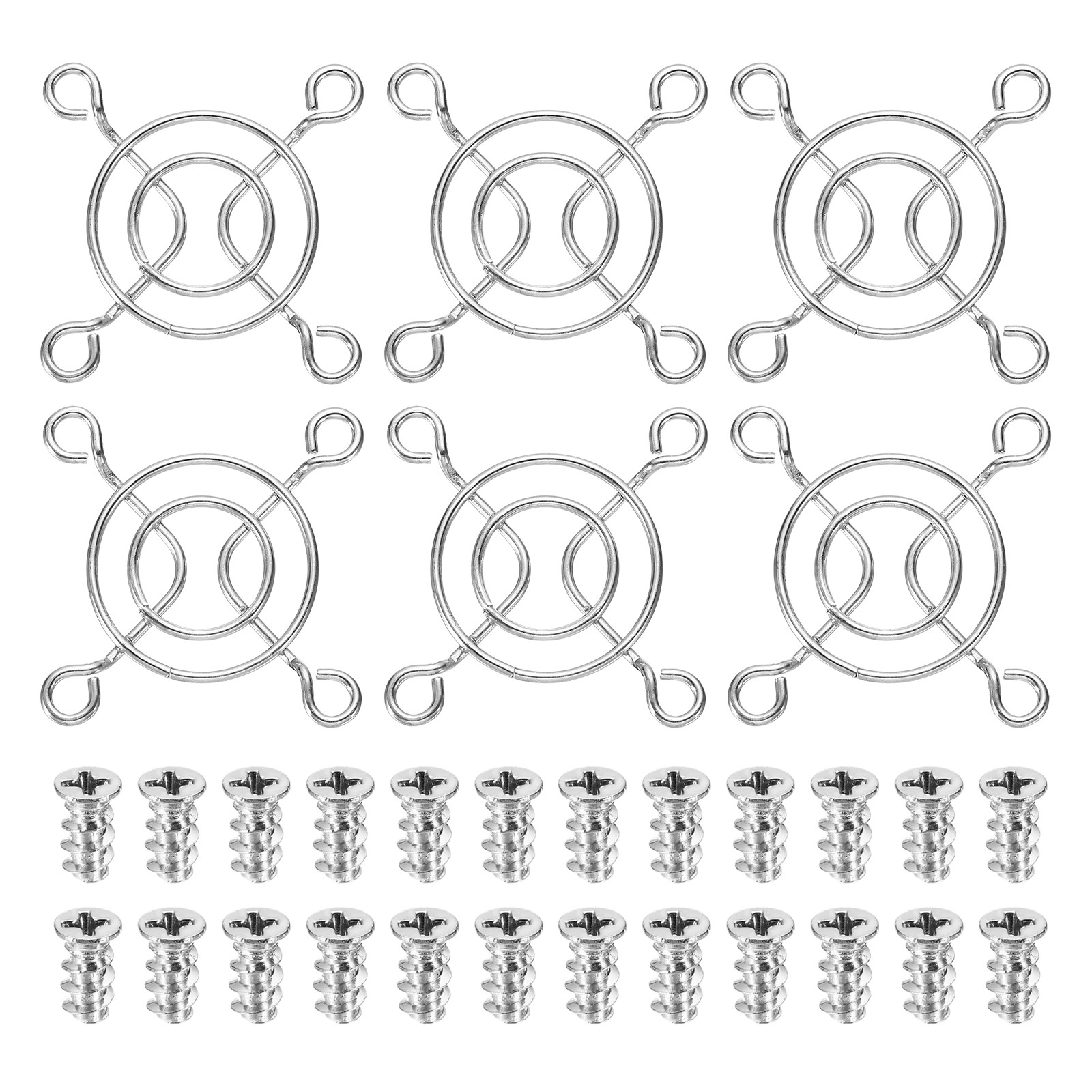 6Pcs 40mm Fan Finger Grill Metal Ventilation Grill Cover with Screws Silver]