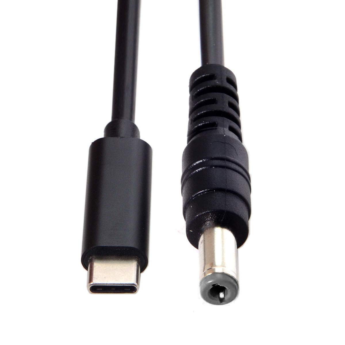 chenyang Type C USB-C Input to Rectangle 5.5x2.1mm Cable Black 65W 5.5x2.1MM