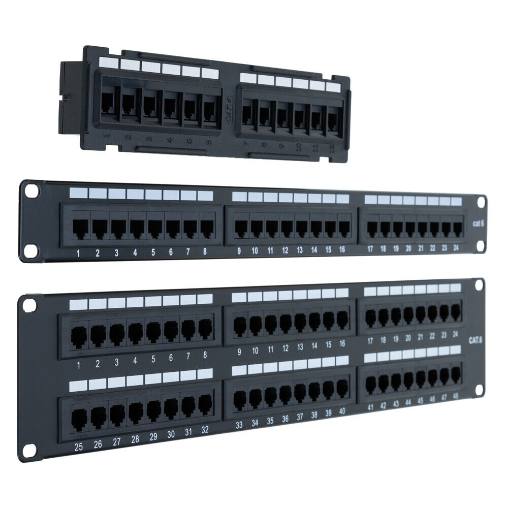 Patch Panel Cat5e Cat6 110Type for 12/24/48 Ports RJ45 Ethernet Rack Mount Lot