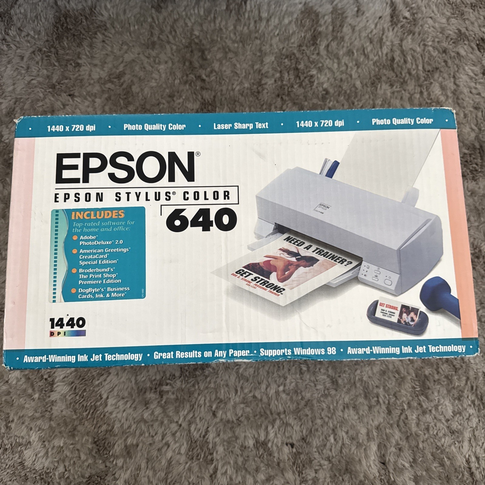 Epson Stylus Color 640 Ink Jet Printer Open Box Original Inks Parallel Port 1997