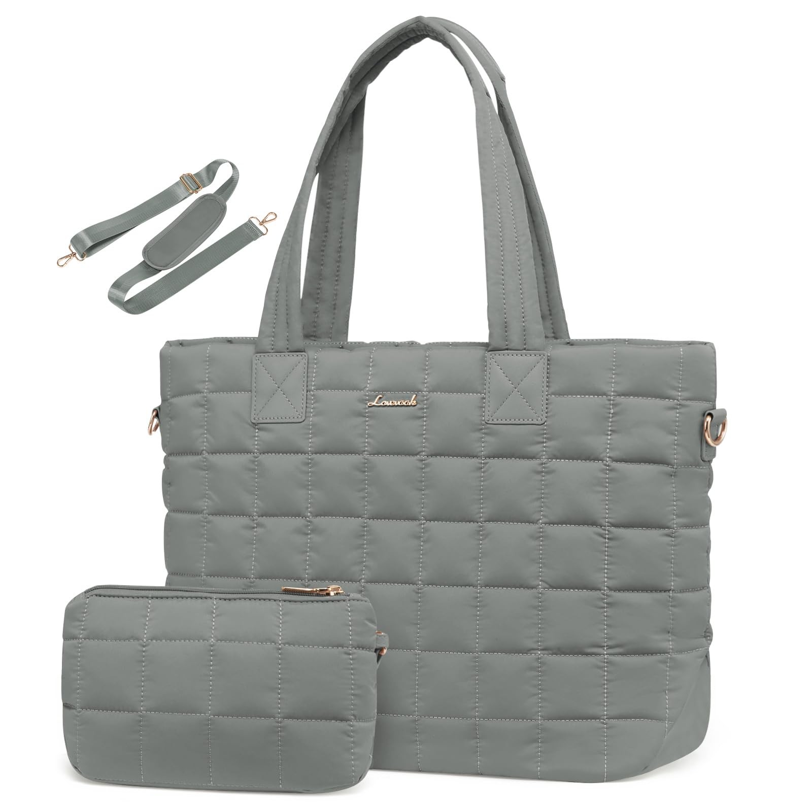 LOVEVOOK Laptop Tote Bag 15.6 Inch Green Puffer