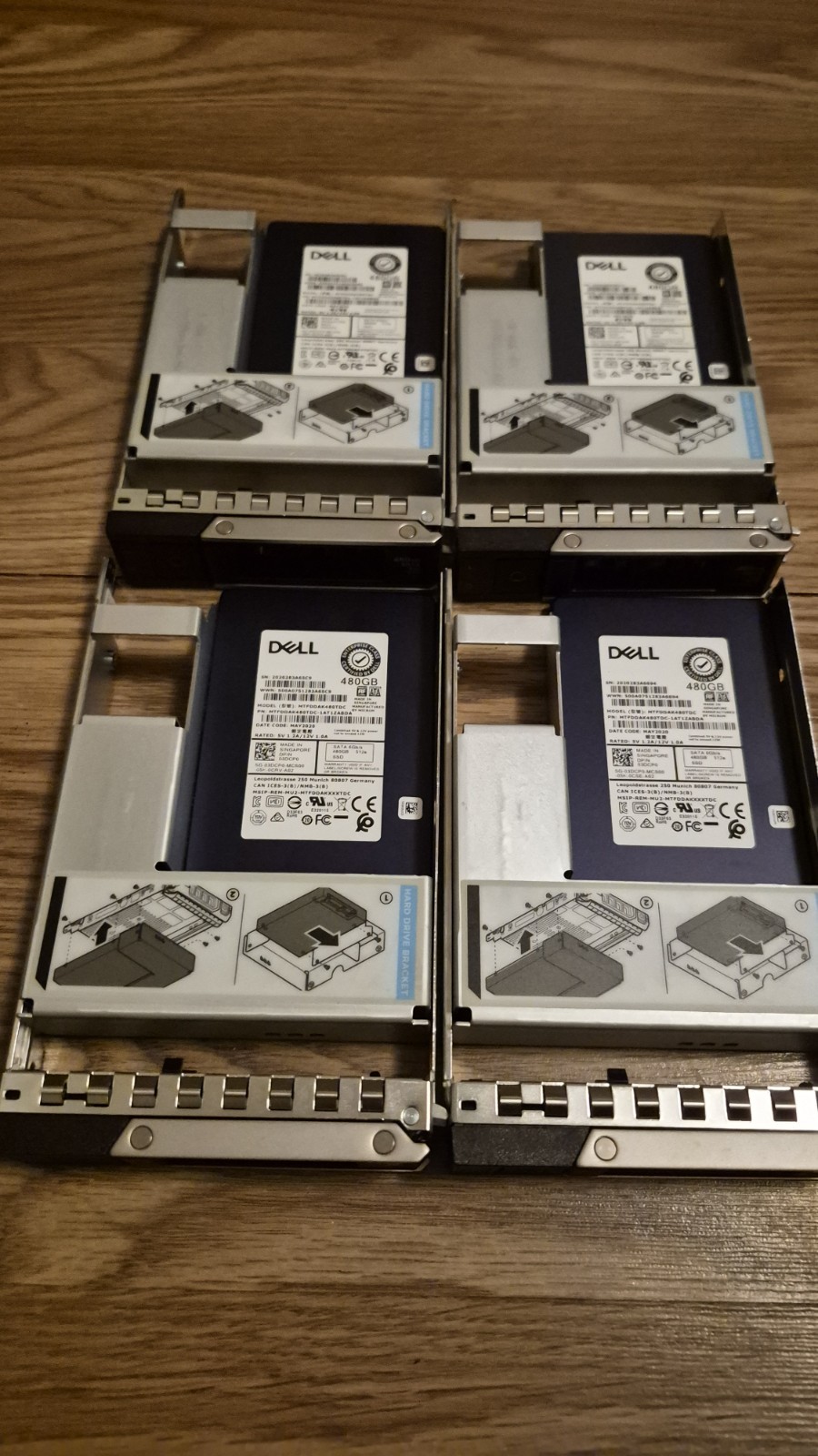 Set Of 4 3DCP0 Dell 480GB SATA 6Gb/s 512e 2.5" SSD 03DCP0 MTFDDAK480TDC W/ Caddy