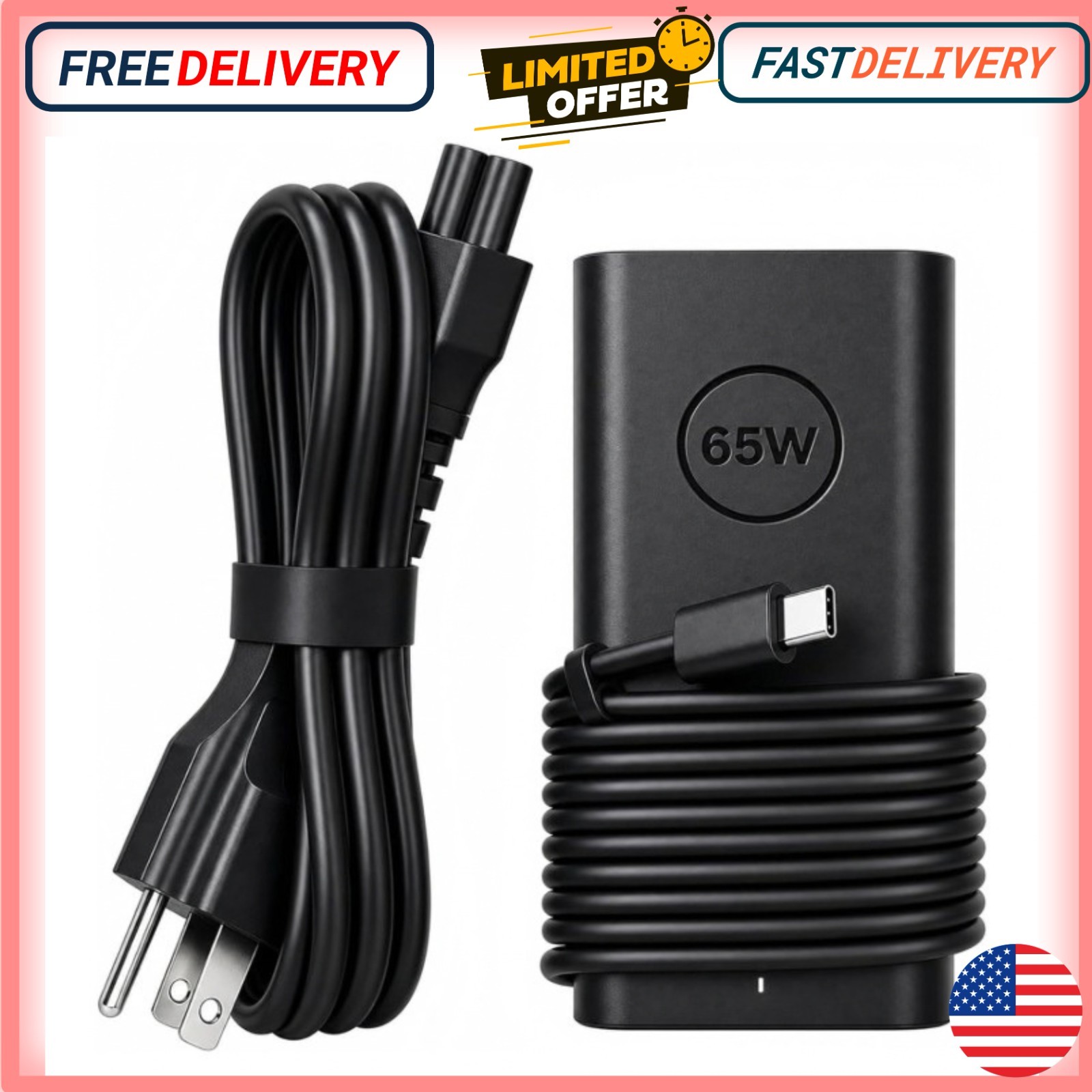 New Slim 65W Laptop Charger USB C for Dell Latitude 5420 5520 5540 7420 7410