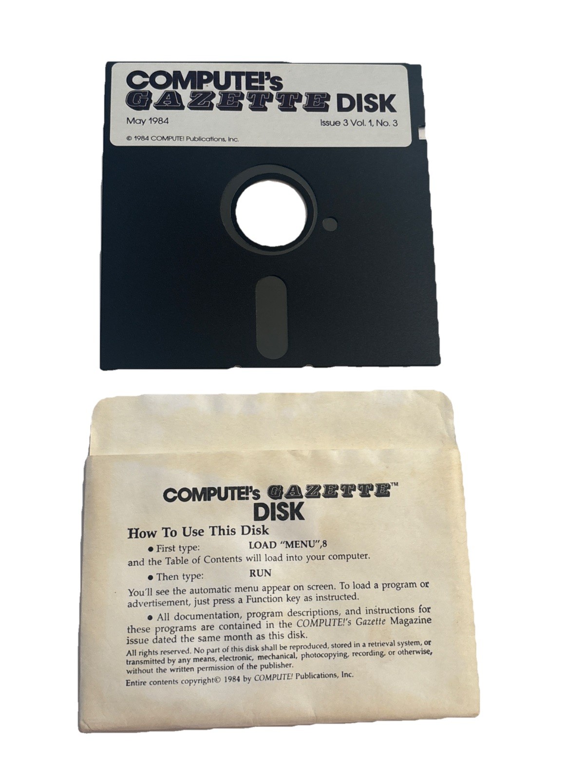 Compute's Gazette Disk May 1984 Issue 3 Vol 1 No 3 for Commodore 64 or 128