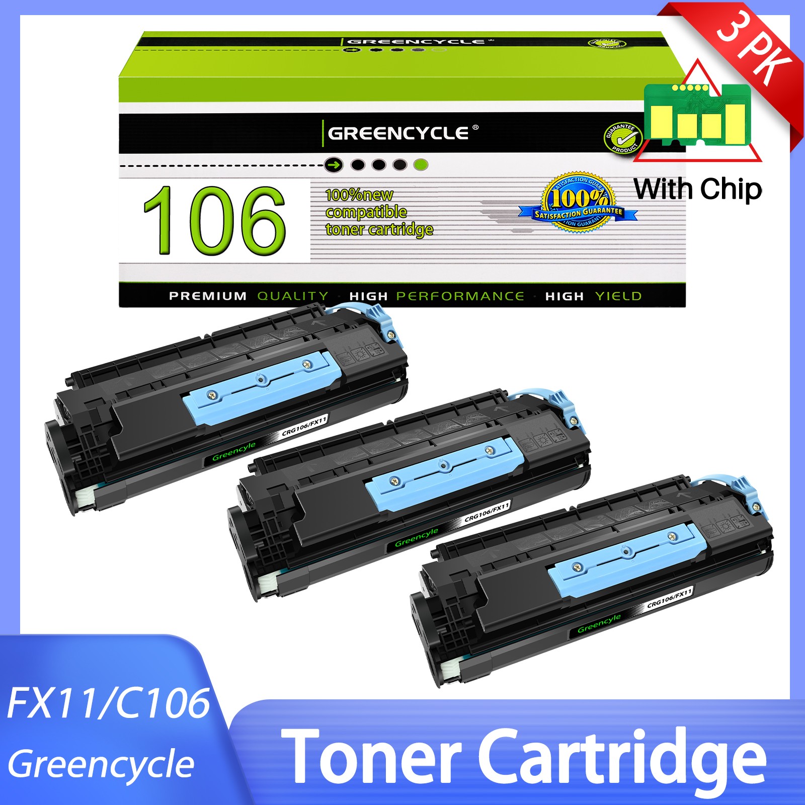 3PK FX11 BLK Toner Cartridge Compatible For Canon 106 Laser CLASS 810 830 830i