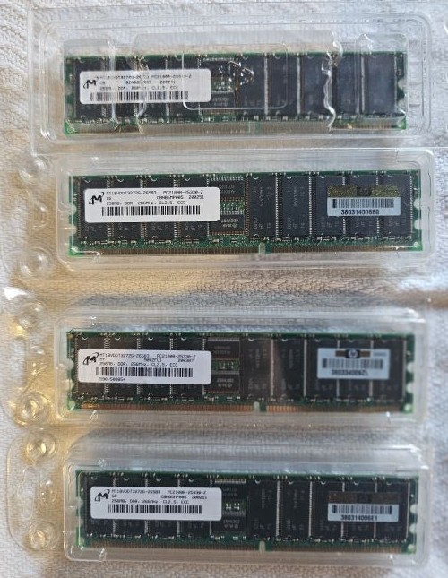 x4 NEW MICRON 256 MB MEMORY DDR 266MHZ CL2.5 ECC MT18VDDT3272G-265B3 #2 **WOW**