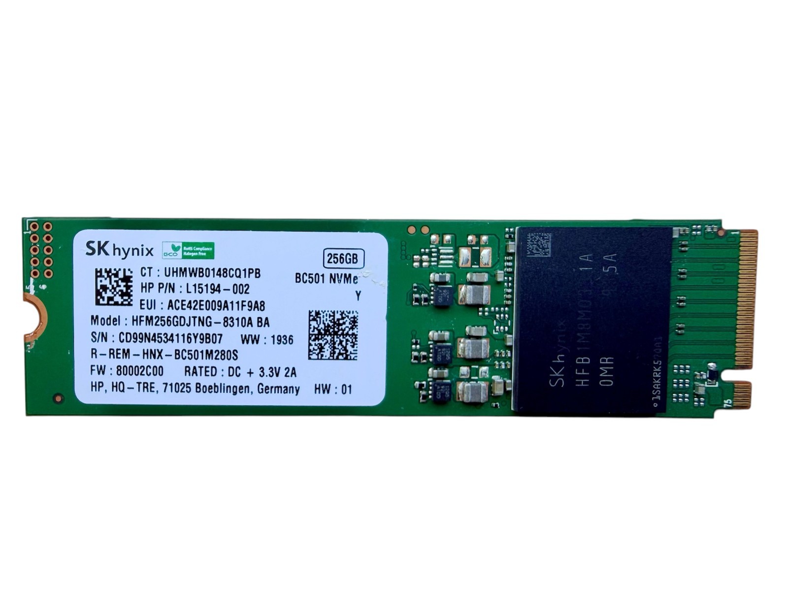 SK hynix PC711 256GB 512GB M.2 2280 NVMe SSD PCIe Gen3 x4 HFS256 HFS512 Used