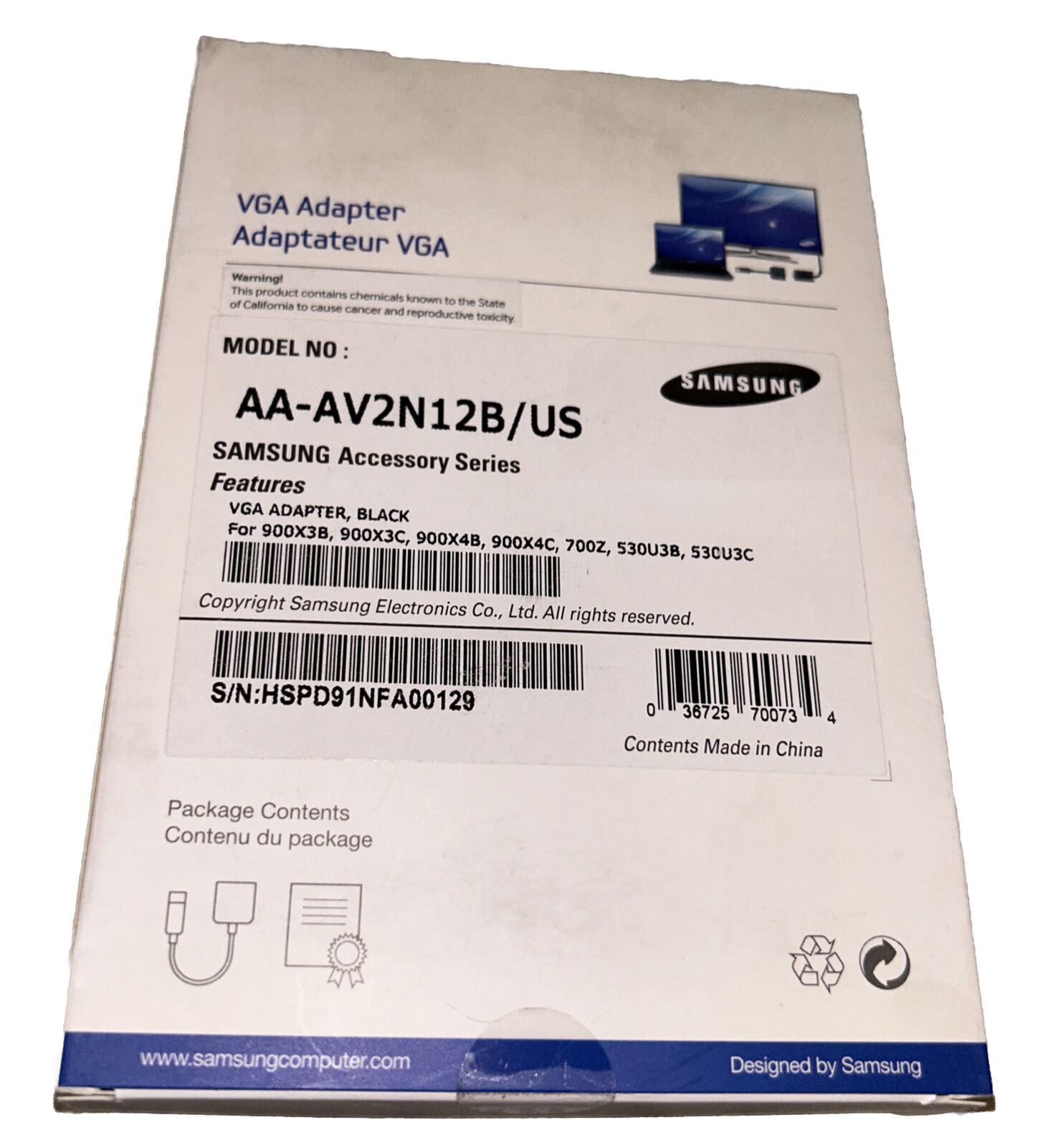 Samsung VGA Adapter Black  AA-AV2N12B/US