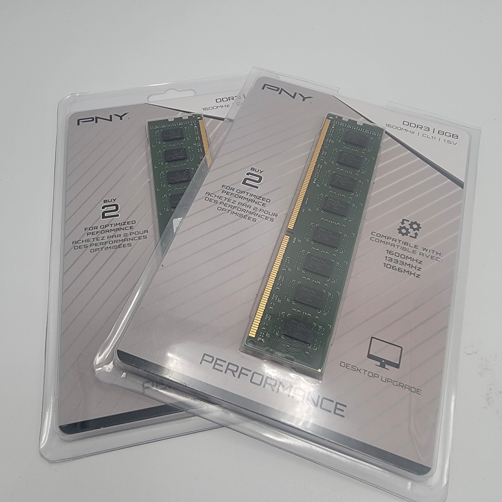 2pk PNY 8GB 1600 MHz DDR3 DIMM Desktop Memory Single Channel