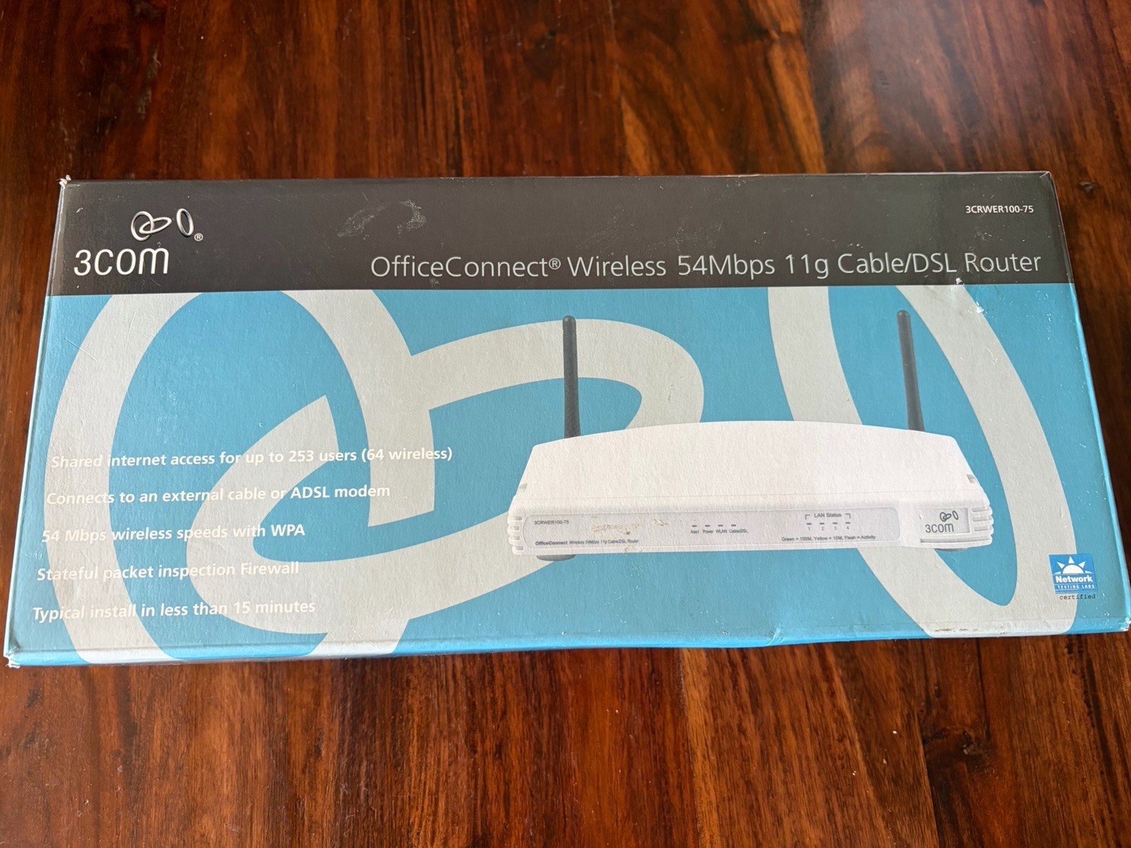 3com 3CRWER100-75 OfficeConnect Wireless Cable/DSL Router IEEE 802.3/3u EXCL PSU