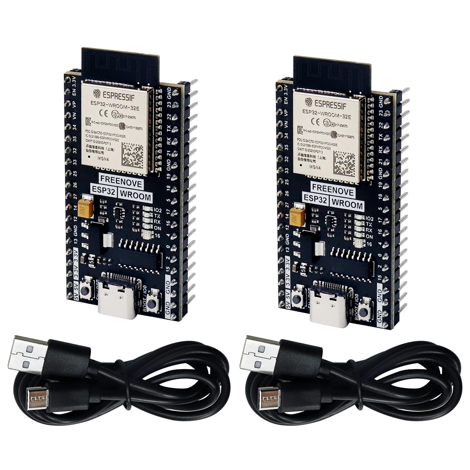 ESP32-WROOM Board (2 Pack), Dual-core 32-bit 240 MHz Microcontroller, Onboard...