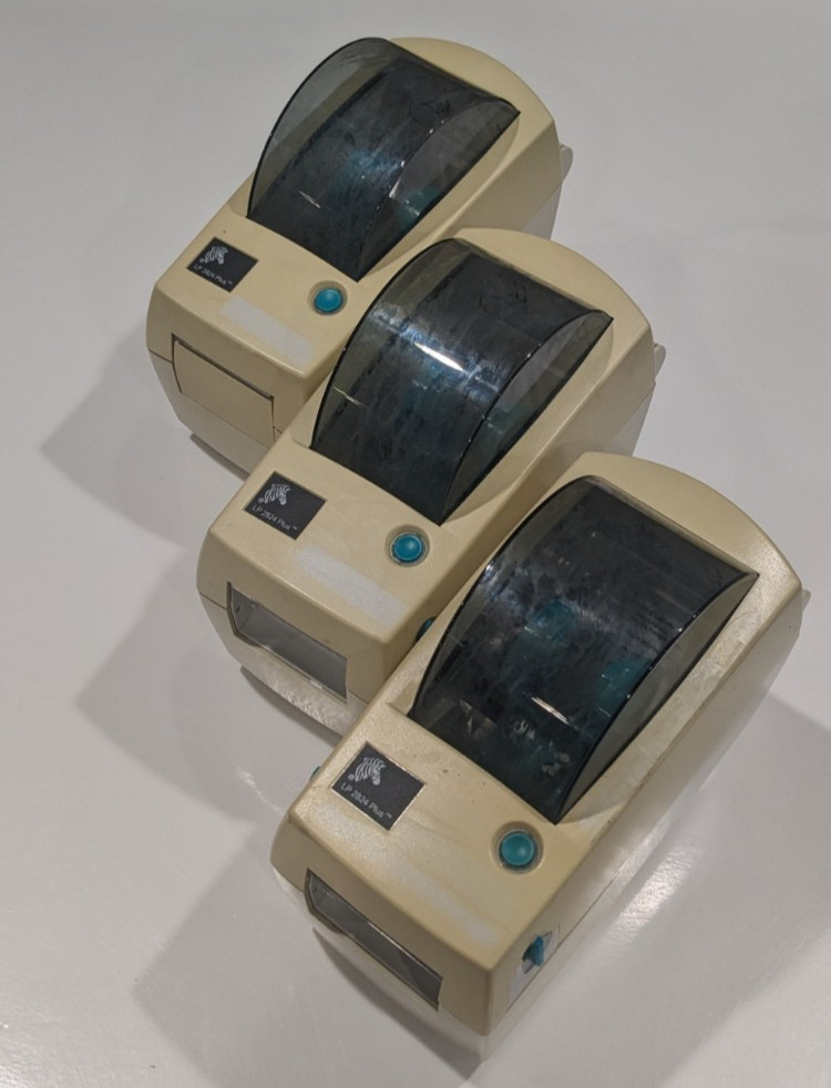 Lot of 3 - Zebra LP-2824 Plus Thermal label printer (282P-201510-000) - Tested