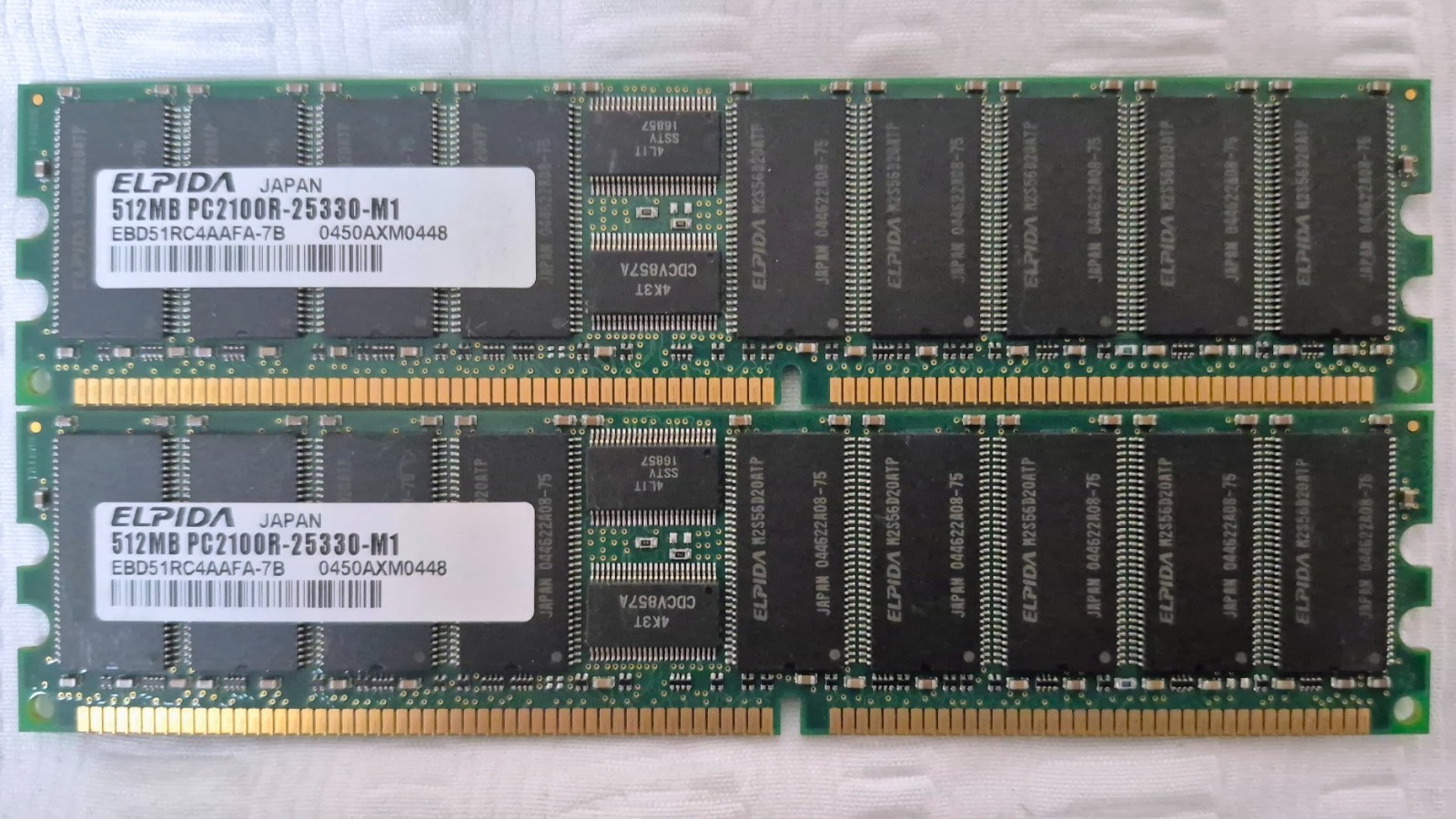 1GB 2x 512MB Elpida PC2100R DDR-266 ECC REG Server Memory EBD51RC4AAFA-7B Tested