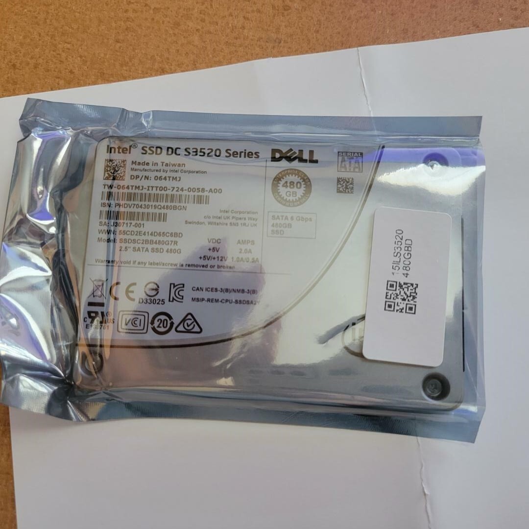 Compatible64TMJ DELL DC S3520 480GB 6Gb/s 2.5INCH SATA SSD 064TMJ SSDSC2BB480G7R