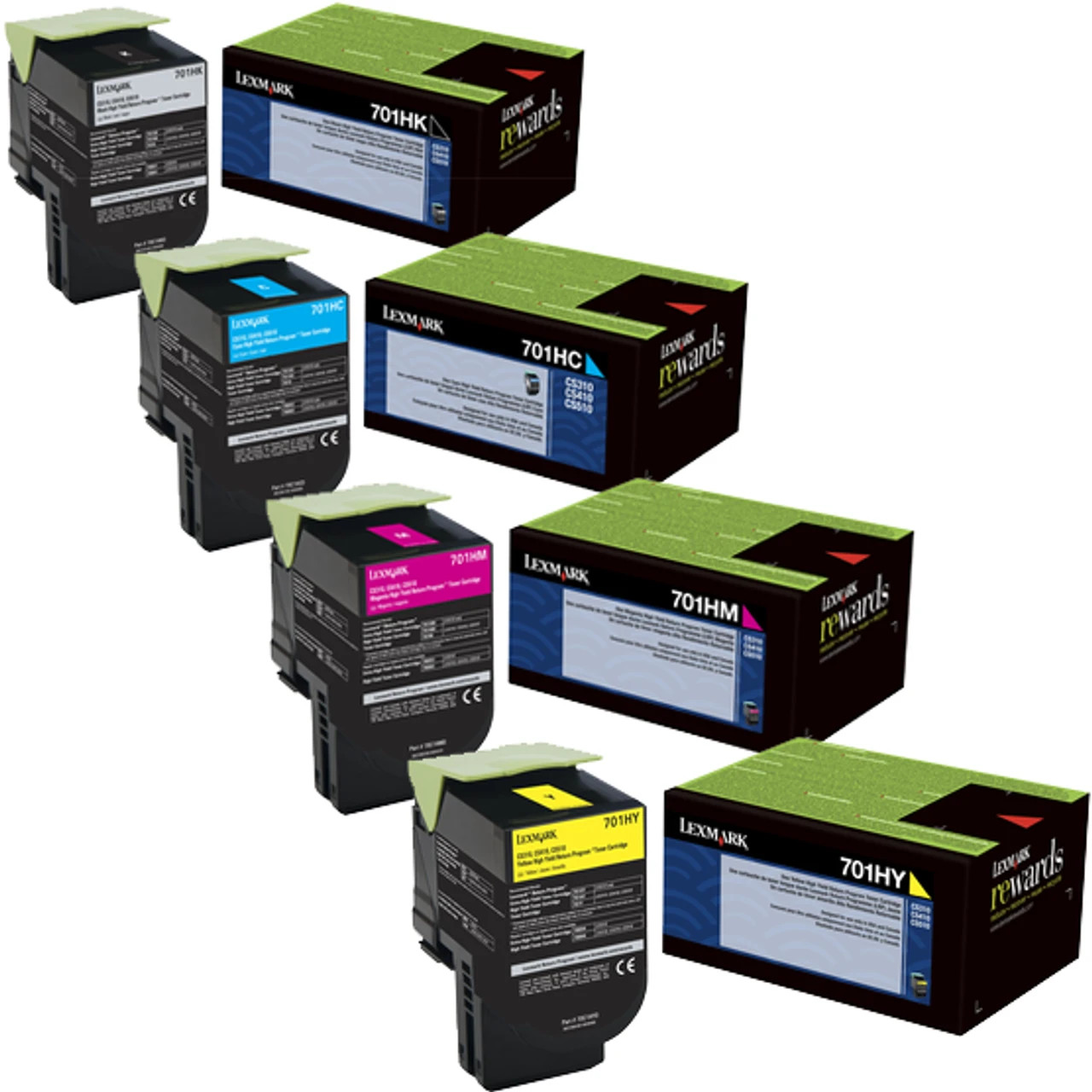 Genuine Lexmark Toner Set 70C1HK0, 70C1HC0, 70C1HM0, 70C1HY0 We Ship Fast