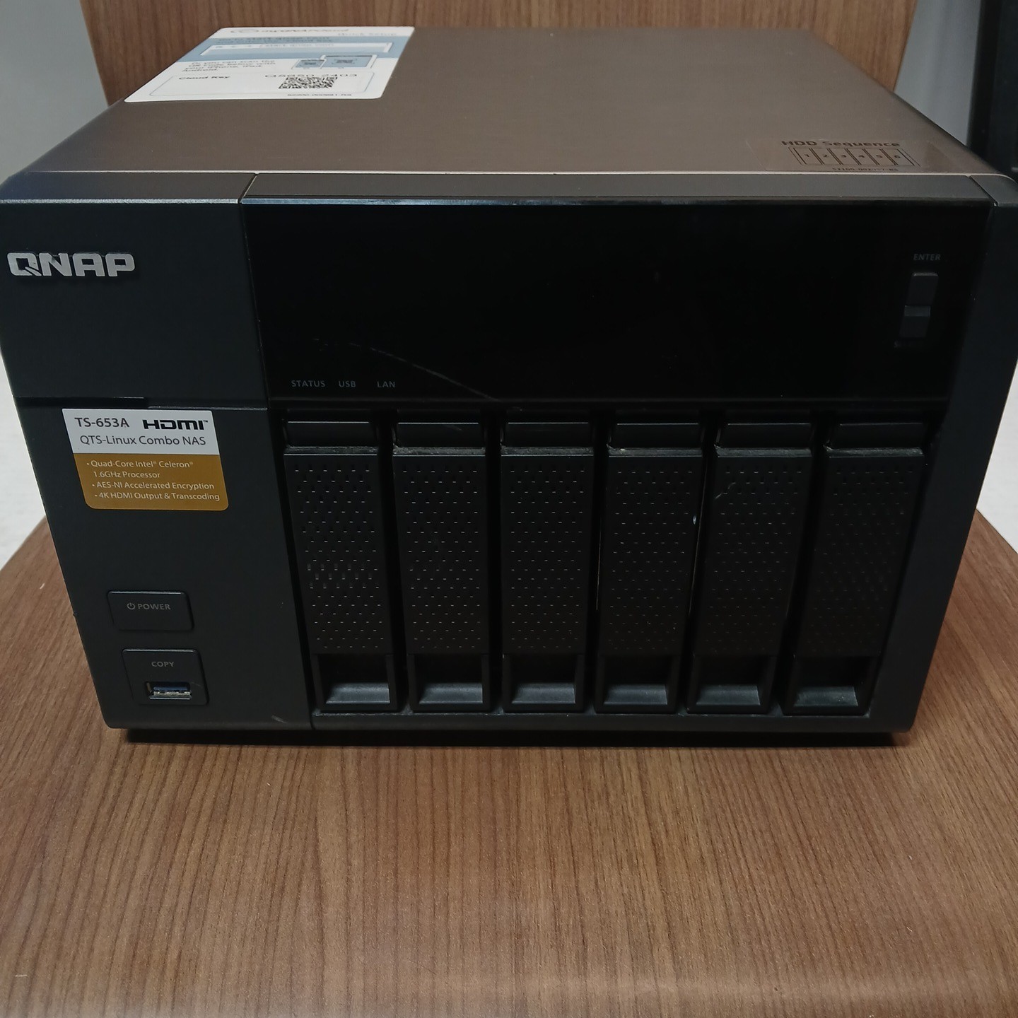QNAP TS-653A 6-Bay NAS Server HDMI with Caddies 6x 500GB HDDs Tested Working