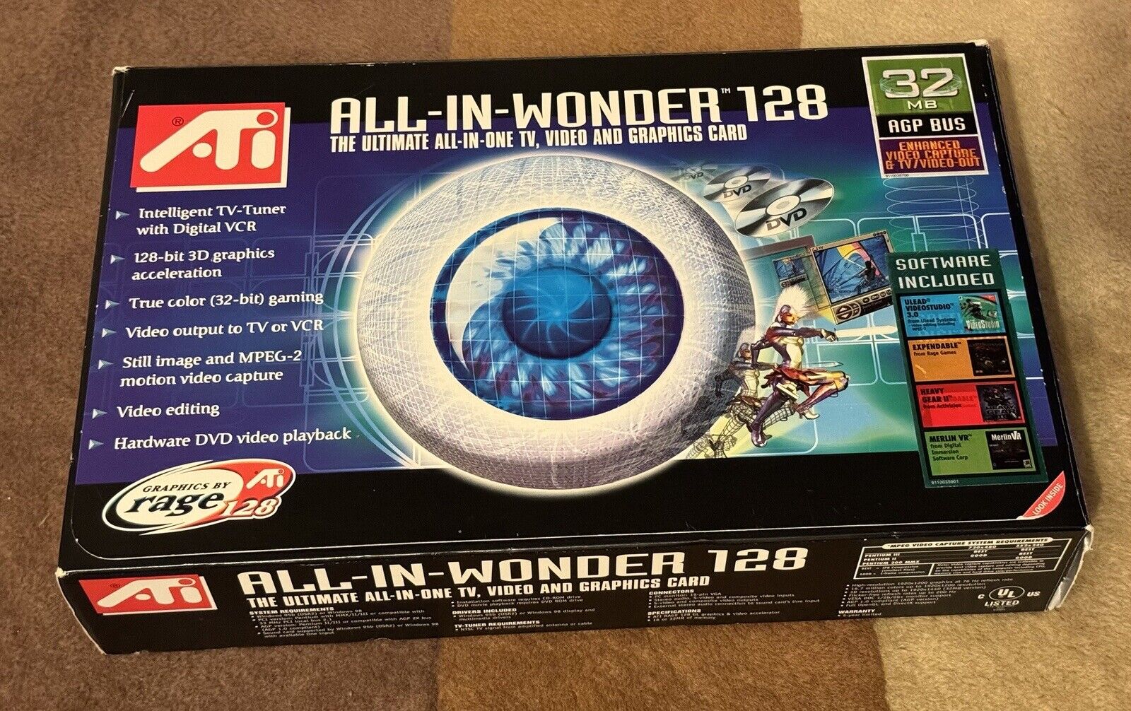 NEW ATI All-In-Wonder 128 AGP 32MB PCI BUS Video and Graphics Card