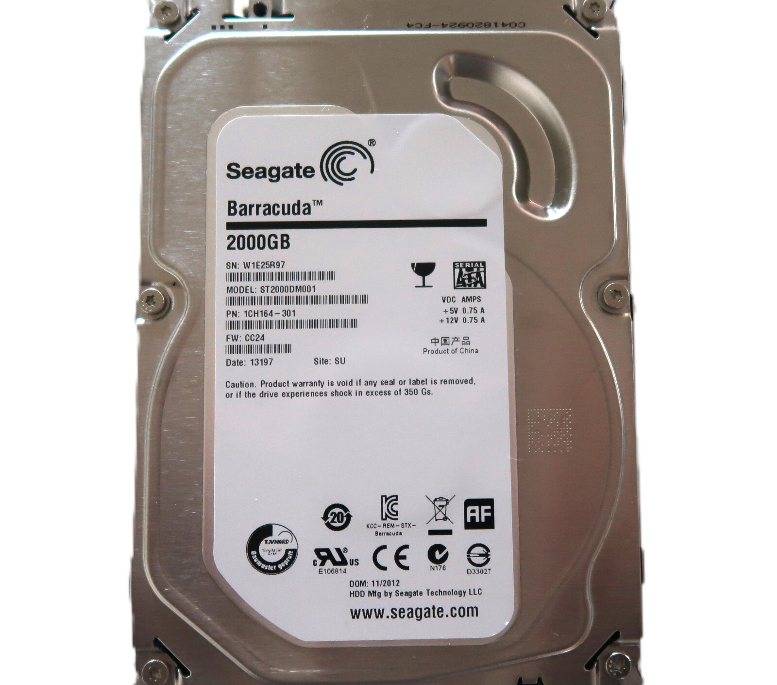 Seagate ST2000DM001 1CH164-301 SU CC24 (W1E2) 2000gb 3.5" Sata HDD 11/2012