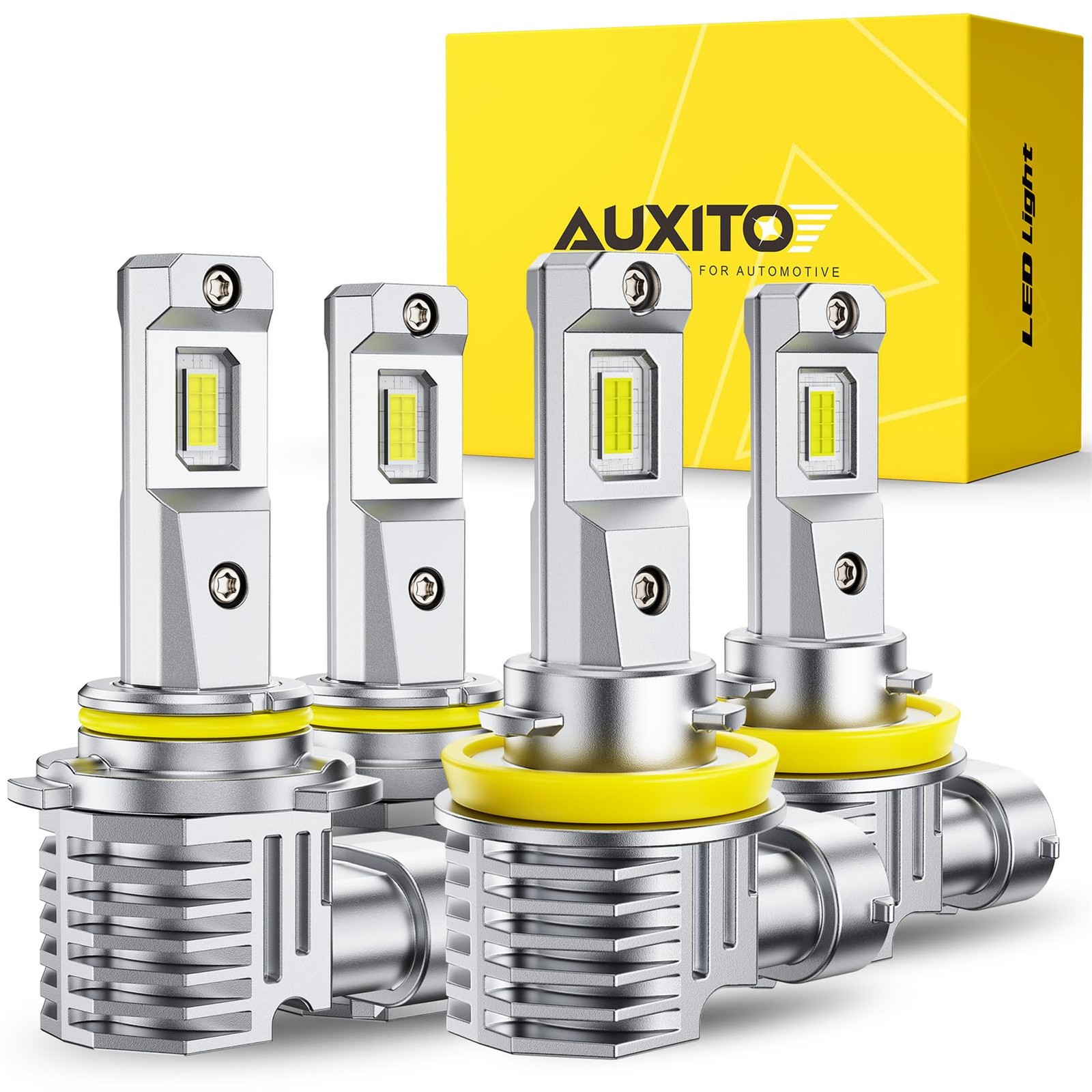 AUXITO H11 9005 Combo 6500K White 180,000LM Mini Size Plug and Play,4PCS | 10...