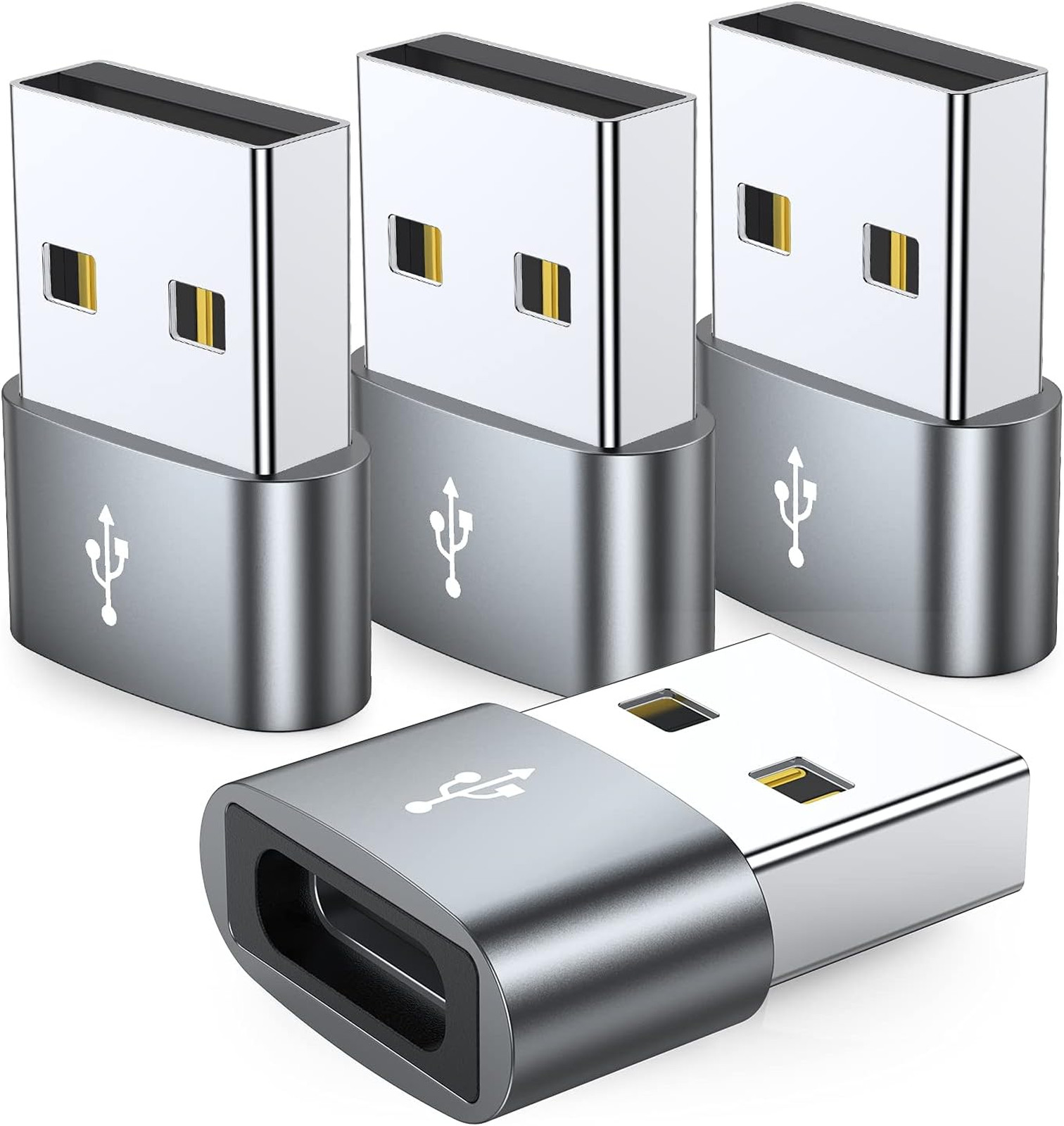USB C Female to USB A Male Adapter 4 Pack Type C to USB 2.0 Charger Cable