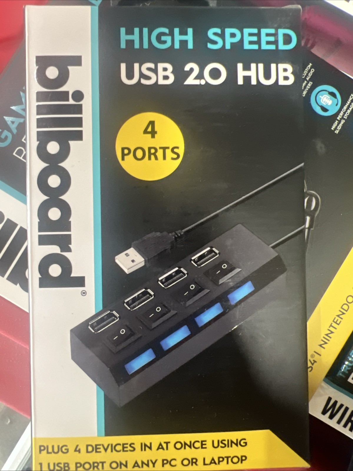 Billboard High Speed USB Hub 4 Devices For PC or Laptop New