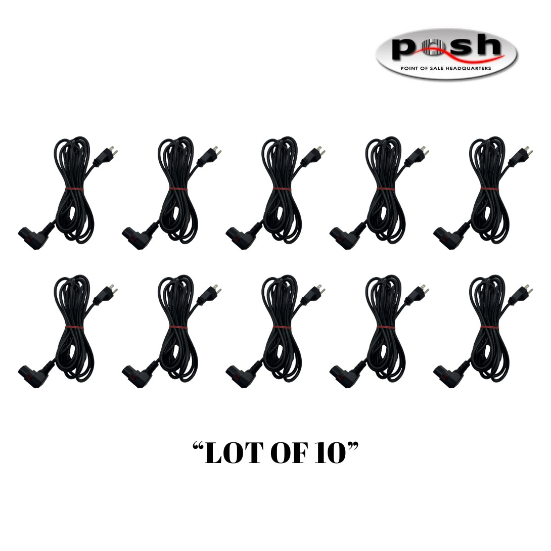"Lot of 10" 12FT 18/3 SVT 105°C BLACK NEMA 5- 15P to C13 Auto-Lock Power Cord