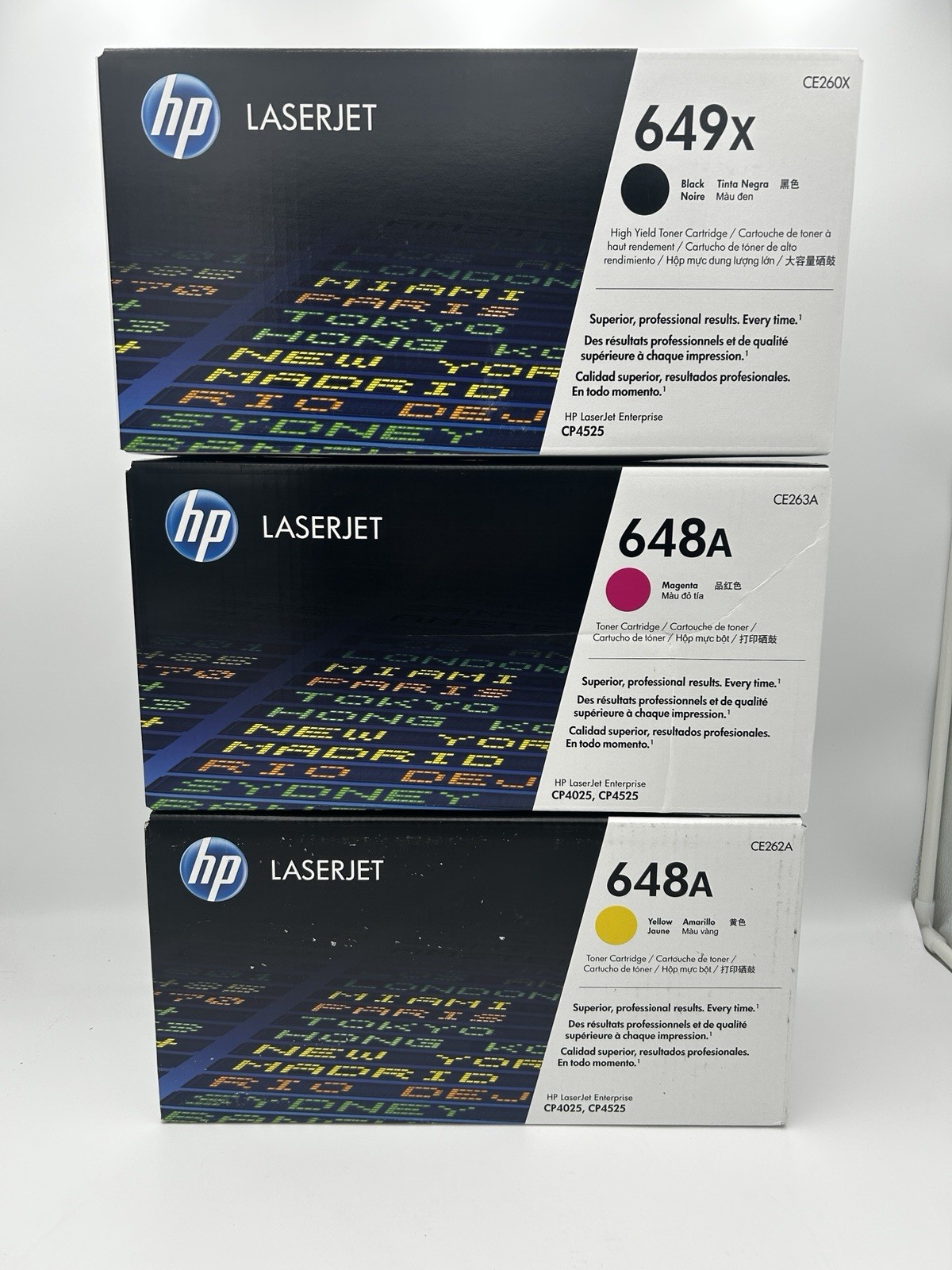 HP Cartridge Set 648A CE263A CE262A 649X Blk (open) CE260XC CP4025 CP4525 READ
