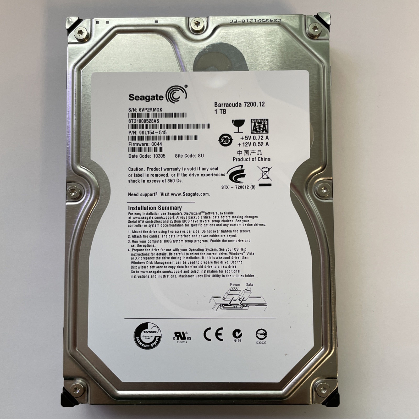 Lot of 2 Seagate BarracudA LP 1TB 3.5" SATA HDD Hard Drive 5900RPM SATA II 100%