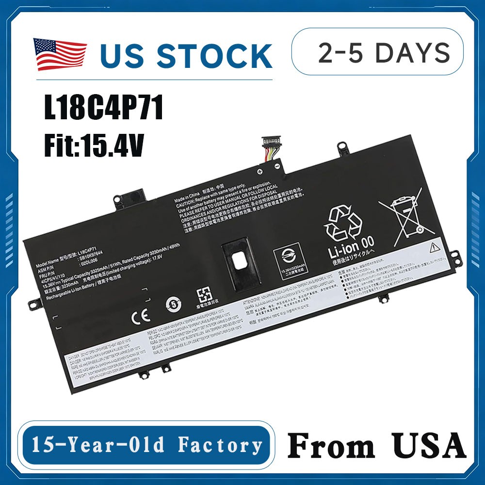 L18C4P71 Laptop Battery For Lenovo ThinkPad Yoga 4th Gen/5th Gen 02DL006 02DL004