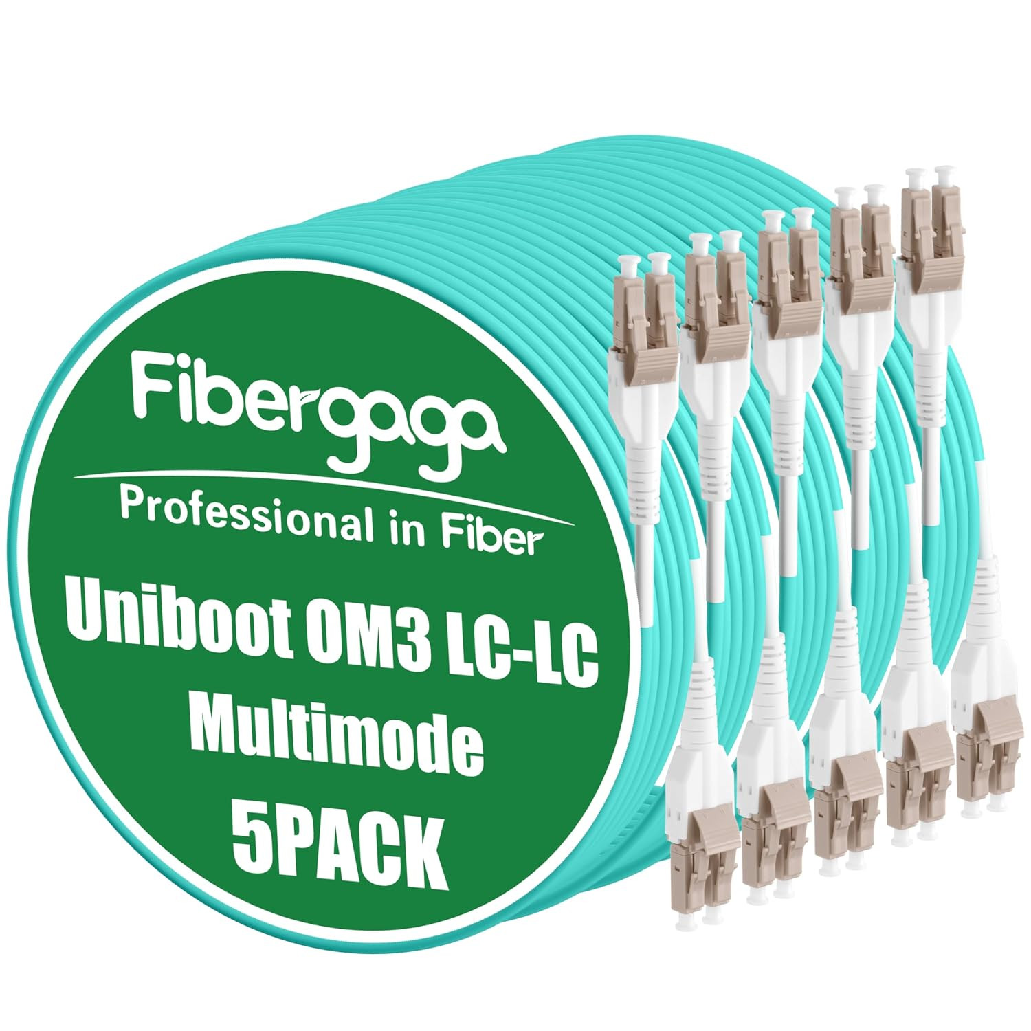-5Pack Uniboot OM3 LC to LC Fiber Patch Cable, Multi-Mode Duplex Fiber Optic ...