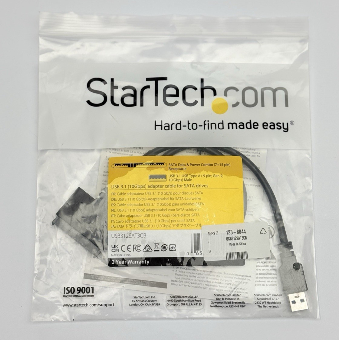 USB312SAT3CB StarTech USB 3.1 (10Gbps) Adapter Cable For SATA SSD/HDD Drives