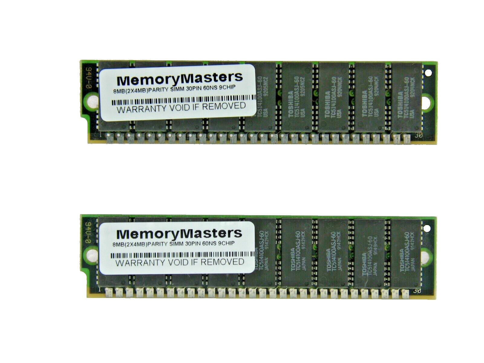 8MB 2x4MB 30-Pin 9-chip 60ns Parity FPM Memory SIMM 