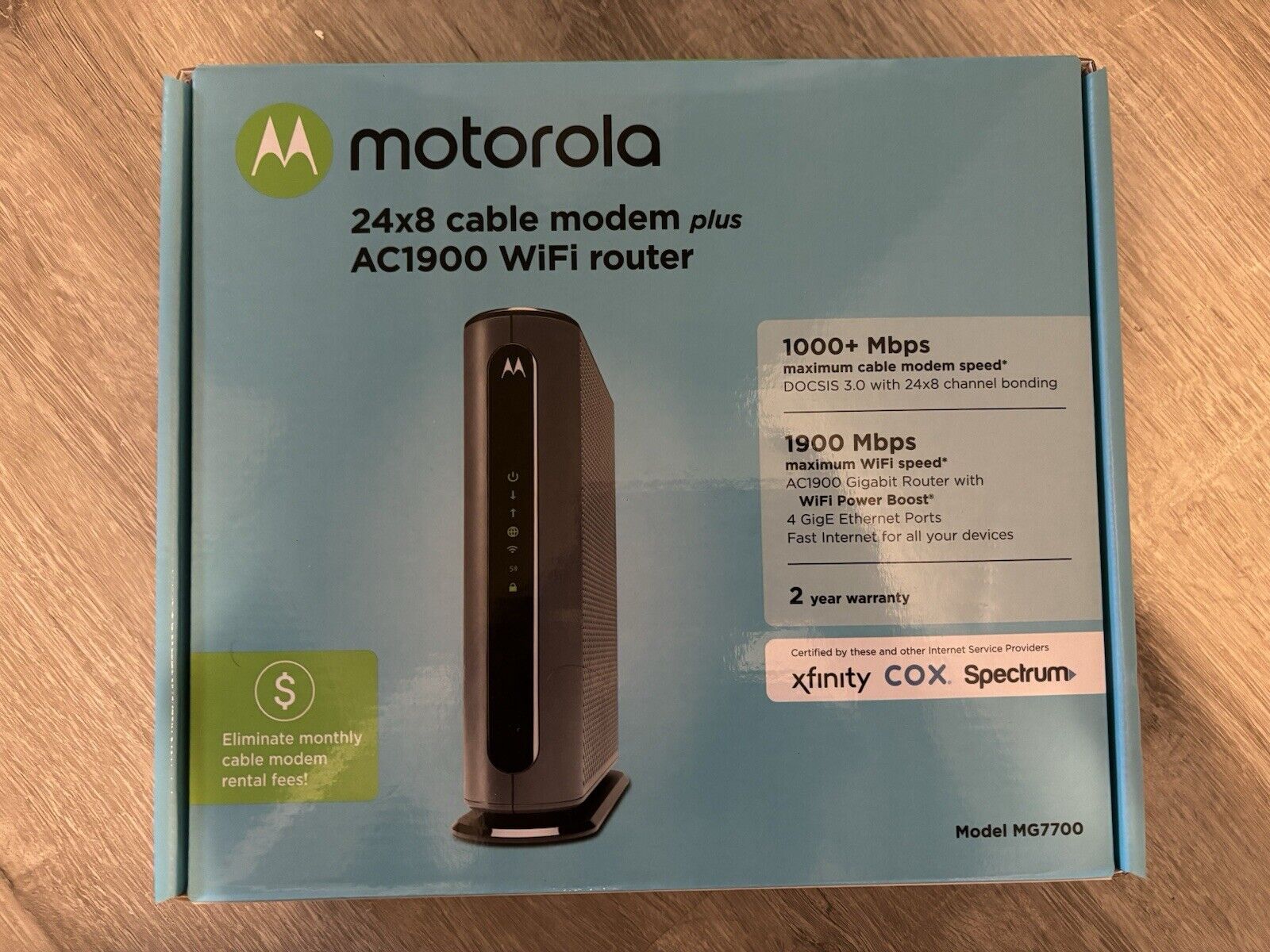 Motorola MG7700 Black Modem Plus Router
