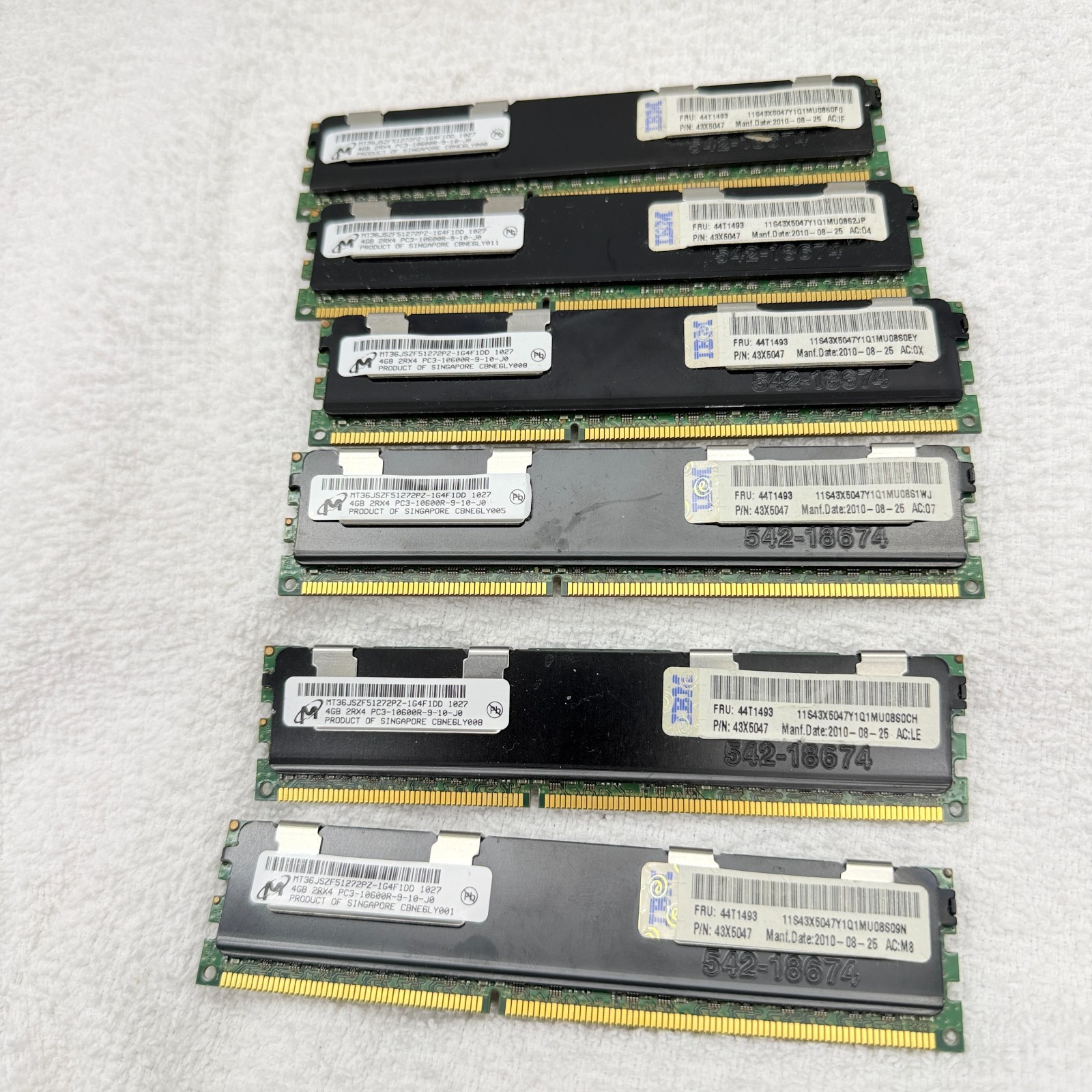 Micron 24GB 6x4GB DDR3 PC3-10600R ECC REG RAM MT36JSZF51272PZ-1G4F1DD IBM