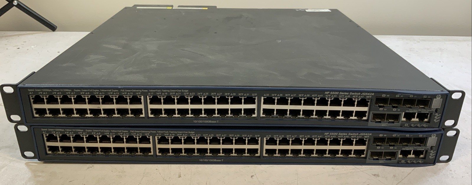 lot of 2 HPE 5500 48G PoE+ 4SFP HI Switch with 2 Interface Slots - JG542A NS-W3B