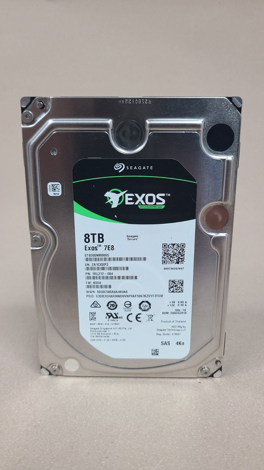 Seagate Exos 7E8 ST8000NM0065 3.5" 8TB 7200RPM 4Kn SAS HDD Drive PN: 1RL212-004