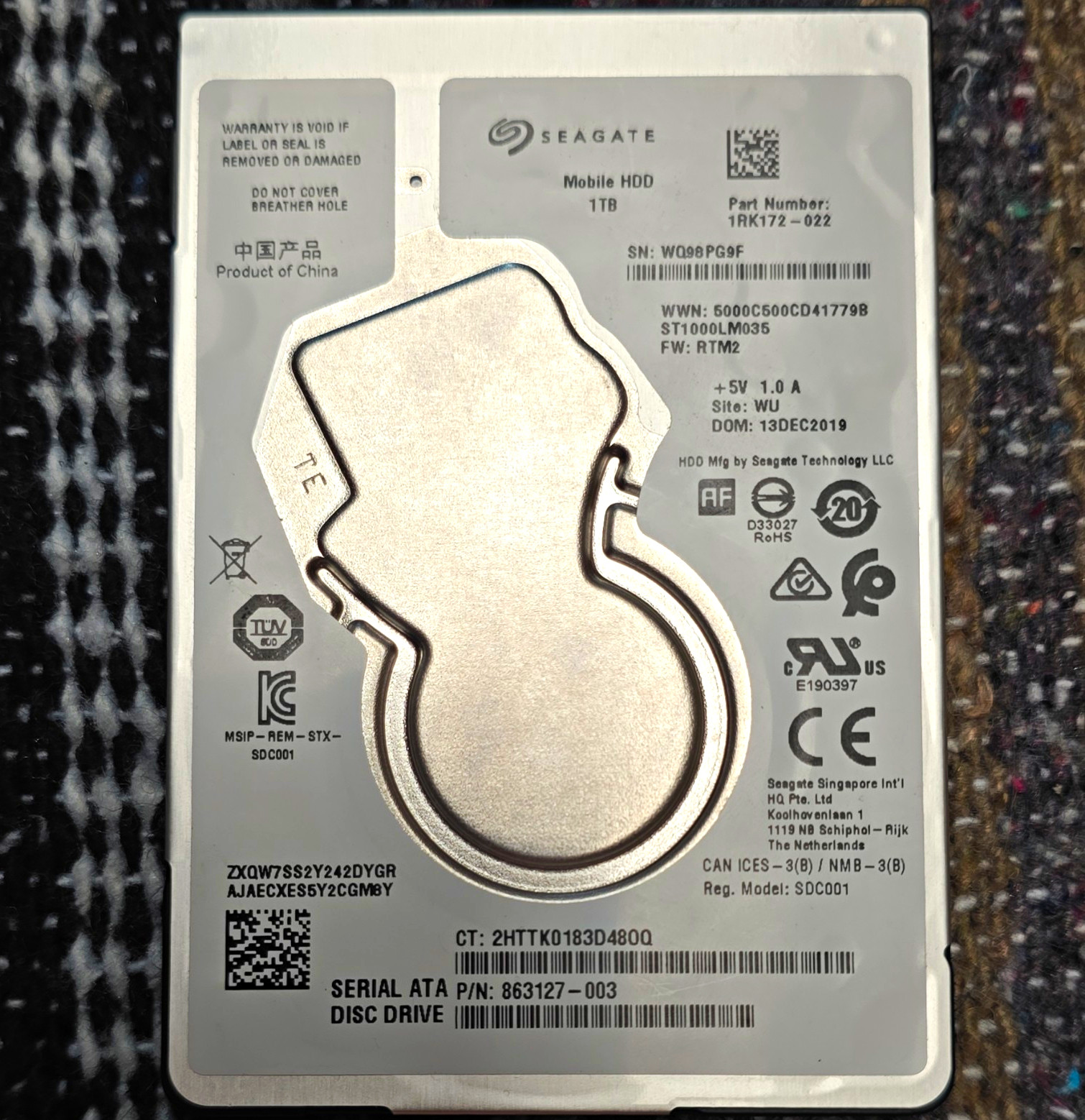 Seagate Mobile 1TB 2.5in SATA Laptop HDD 5400RPM 128MB ST1000LM035