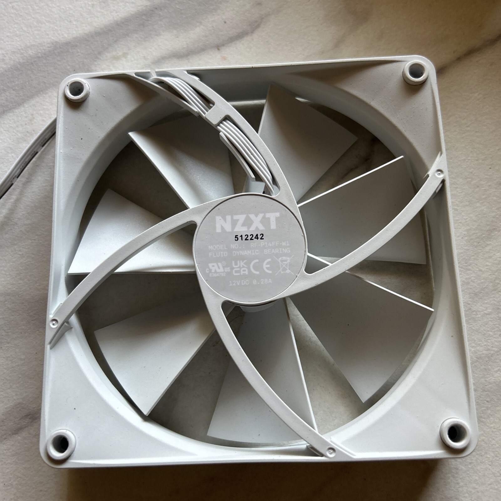 NZXT F140 140mm Case Fan - Matte White - RF-R14FF-W1 New No Box Fast Shipping