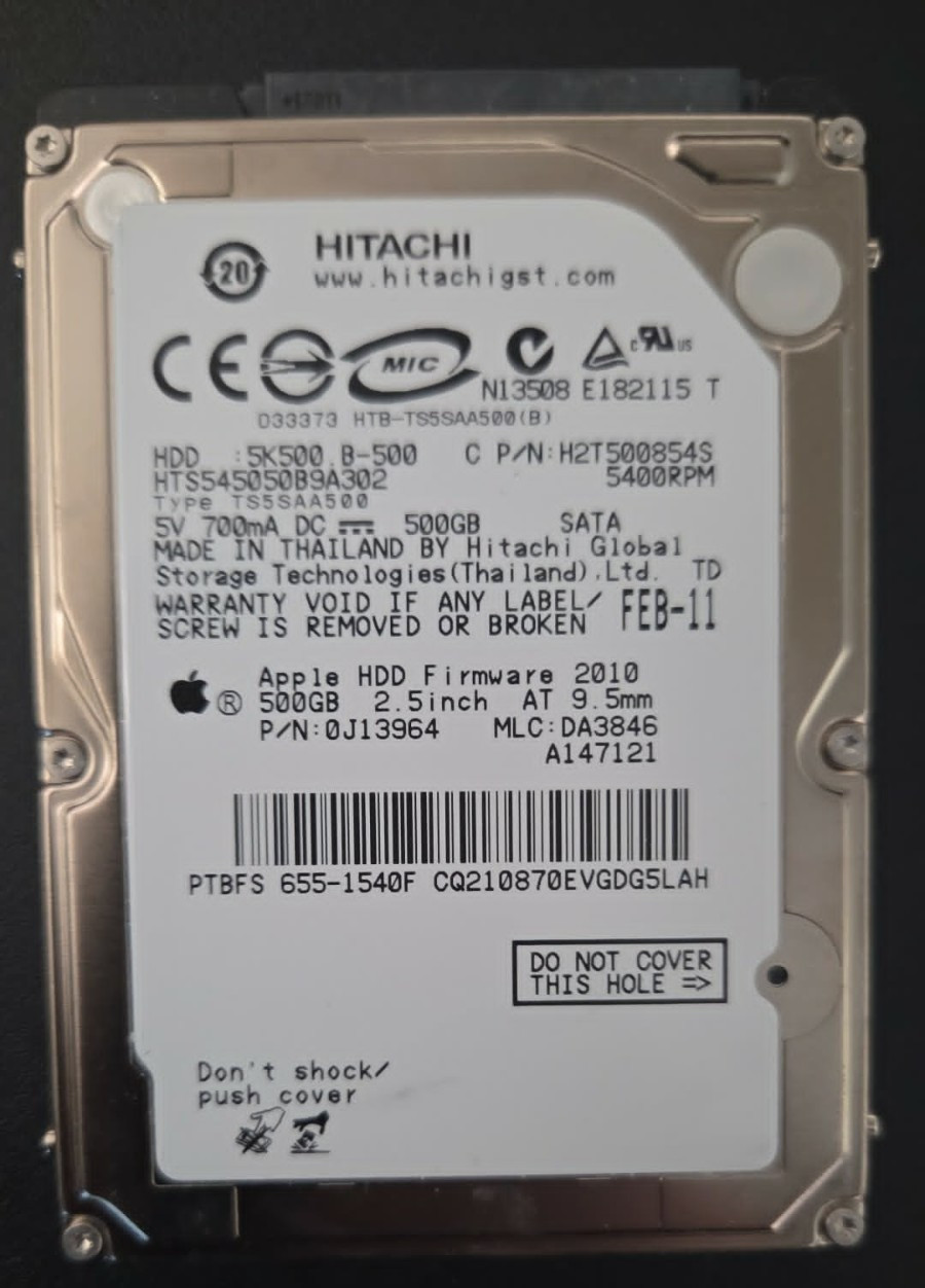 Hitachi HTS545050B9A302 500GB Internal 5400RPM 2.5" (0J13964) HDD